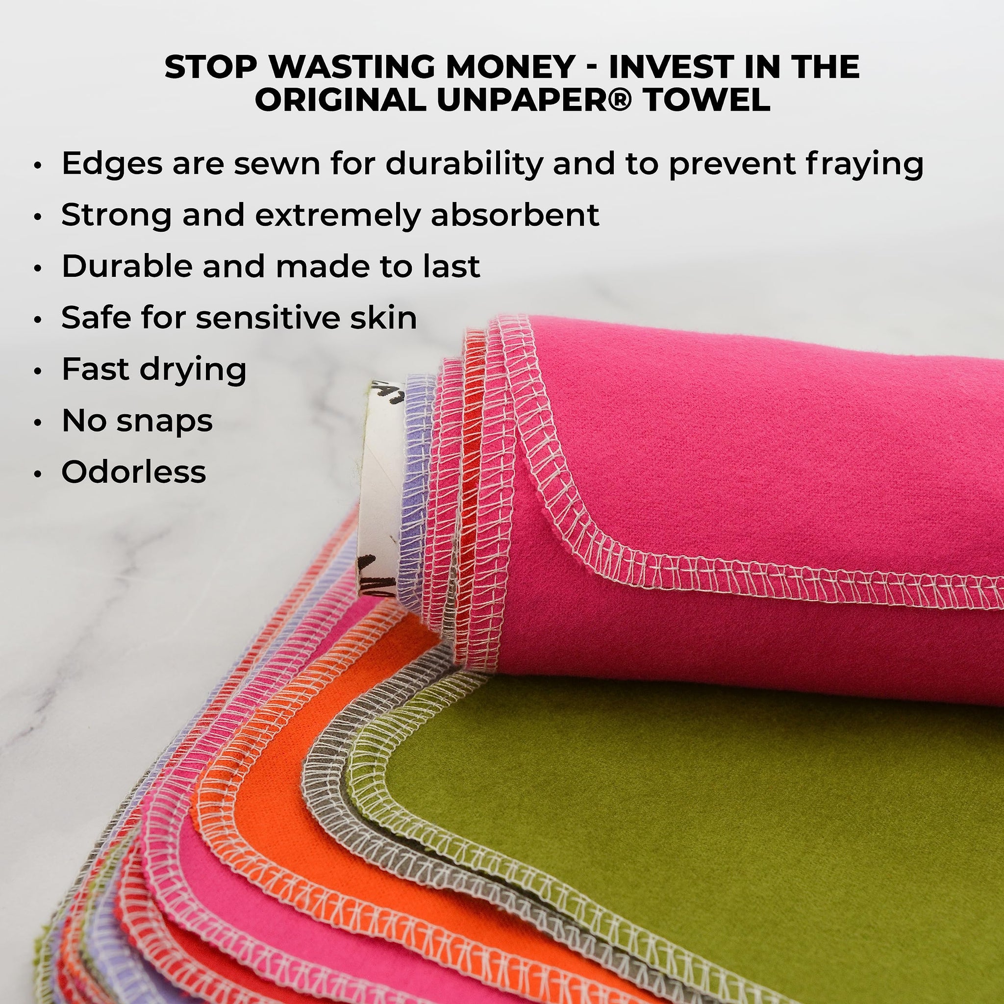 Marley's Monsters UNpaper Towels - 24 Count roll, Reusable Paper Towels, Paperless, Cotton, Tree Free (Cactus)