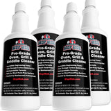 Commercial Grill and Oven Cleaner 32oz Concentrate 4pk. Heavy-Duty Fast-Acting Degreaser Solution Removes Carbon, Grime, Burnt Food and Oil