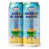 Grace Coconut Water Can with Real Coconut Pieces - 2 Pack 500ml - Agua de Coco
