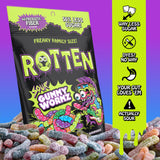 Rotten Sour Gummy Worms - Low Sugar, Low Calorie, 7g Gut-Friendly Prebiotic Fiber and 3g Protein, Gluten Free Candy - 5.3 oz Share Pack [2 Pack]