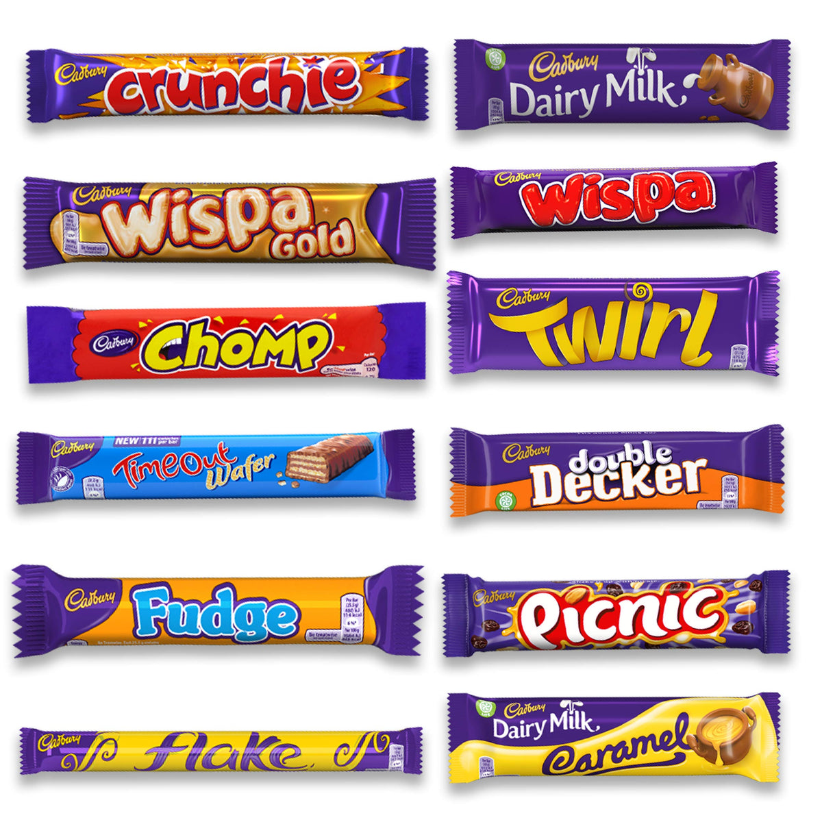 Chocolate Bar Variety Pack - 12 Assorted Chocolate Bars Including Dairy Milk, Crunchie, Wispa, Twirl, and More - Imported British Chocolate - Bundled