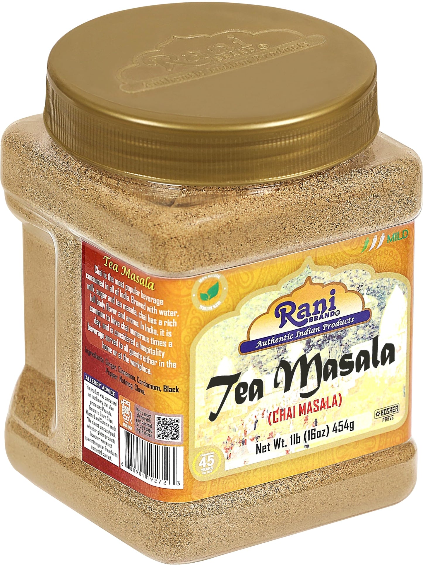 Rani Tea (Chai) Masala Indian Spice Blend 16oz (1lb) 454g Bulk PET Jar ~ All Natural | Vegan | Gluten Friendly | Salt & Sugar Free | NON-GMO | No