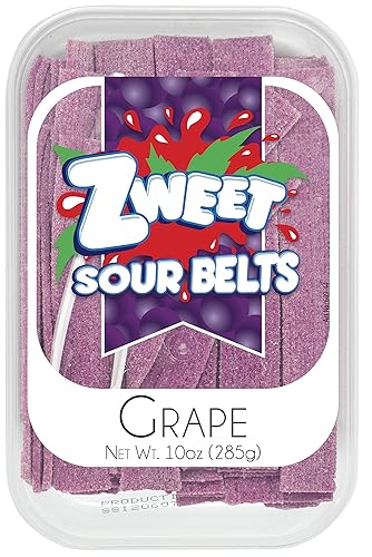 Zweet - Sour Grape Belts | 10 Oz - Resealable Tub, Gummy Candy, Licorice, Low Calorie, Kosher, Non-GMO