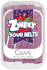 Zweet - Sour Grape Belts | 10 Oz - Resealable Tub, Gummy Candy, Licorice, Low Calorie, Kosher, Non-GMO