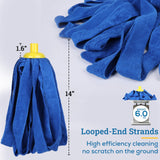 Kleen Handler Microfiber Mop Cloth Heads Replacements with 61" Extendable Handle, 3 Pc Screw On Mop Refill for Commercial & Household Cleaning