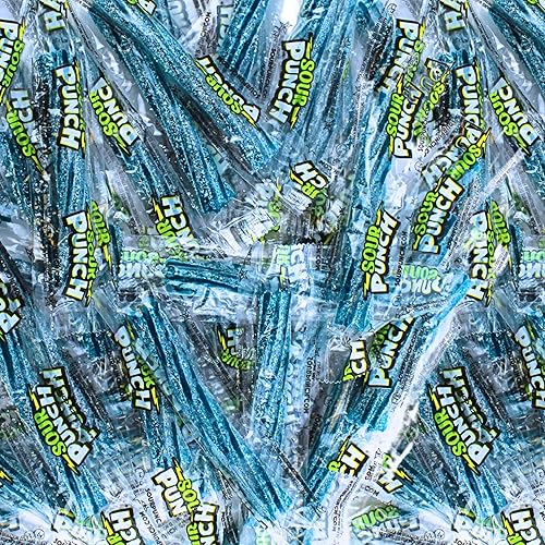 Mini Blue Sour Straws- Bulk Blue Raspberry Sour Power Patch Straw Bites (1 Pound)