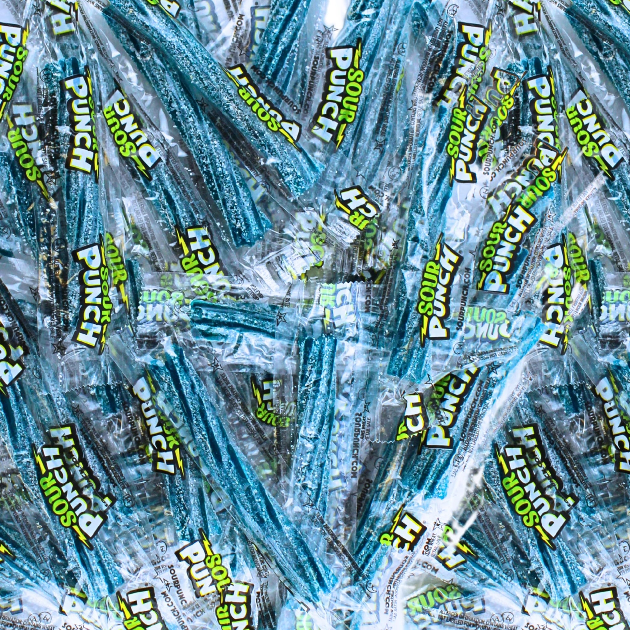 Mini Blue Sour Straws- Bulk Blue Raspberry Sour Power Patch Straw Bites (1 Pound)