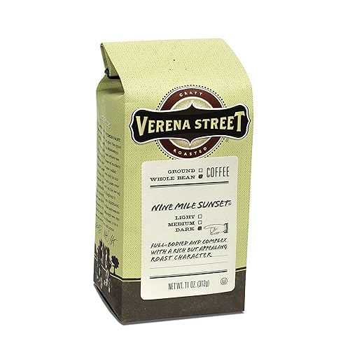 Verena Street 11 Ounce Whole Bean Coffee, Dark Roast, Nine Mile Sunset, Rainforest Alliance Certified Arabica Coffee