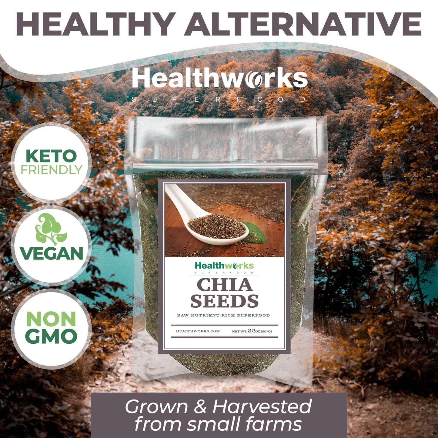 Healthworks Superfoods Raw Chia Seeds - 96 Oz / 6 Lbs - Premium & All-Natural - Contains Omega 3, Fiber & Protein - Great with Shakes, Smoothies