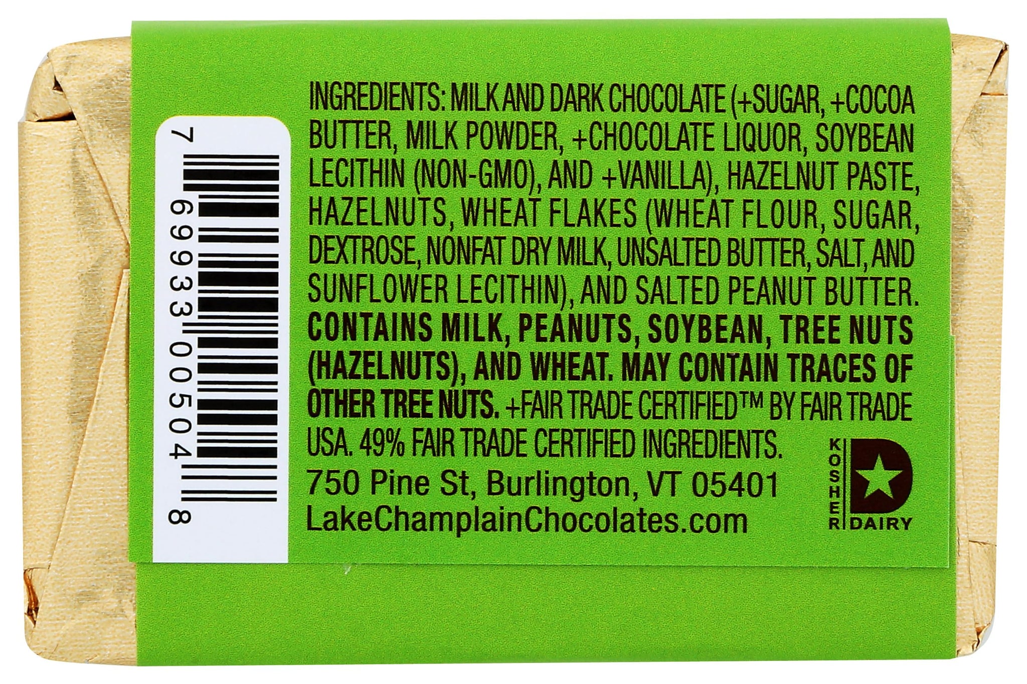 LAKE CHAMPLAIN CHOCOLATES 5 Star Hazelnut Bar, 1.8 OZ