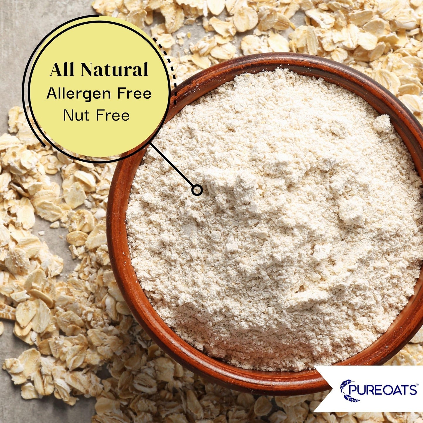 PureOats Gluten Free Oat Flour (4Lb Bag) 100% Whole Grain, Vegan, Allergen Free for Healthy breakfast and more