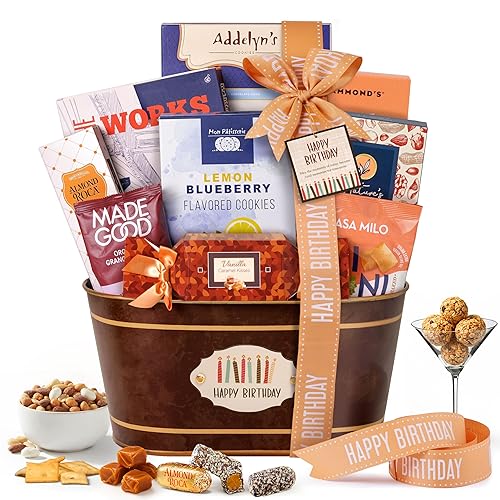 Broadway Basketeers Happy Birthday Gift Basket with Chocolates & Sweets Send Happy Birthday Wishes With This Beautiful Display Basket Enjoy a Large
