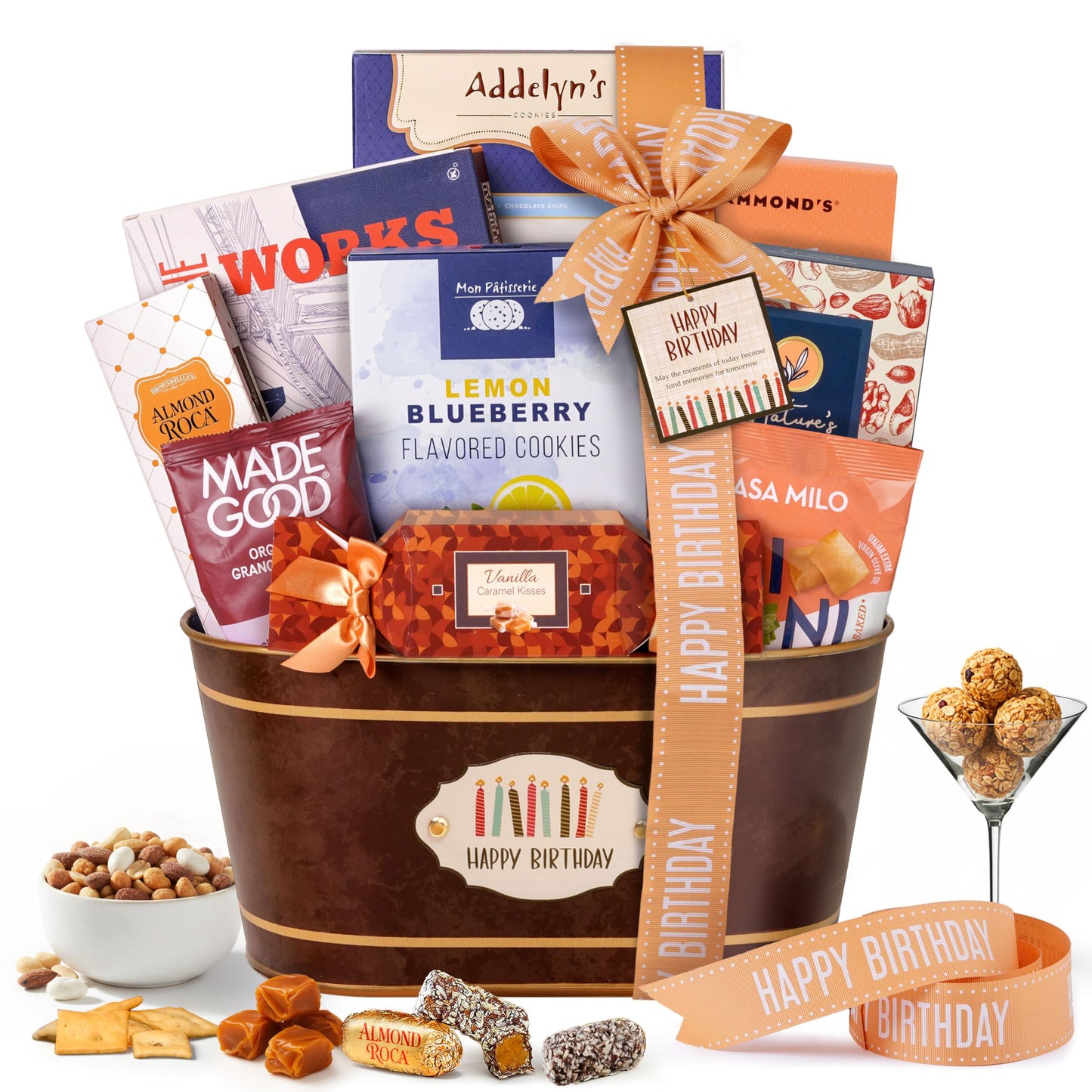 Broadway Basketeers Happy Birthday Gift Basket with Chocolates & Sweets Send Happy Birthday Wishes With This Beautiful Display Basket Enjoy a Large