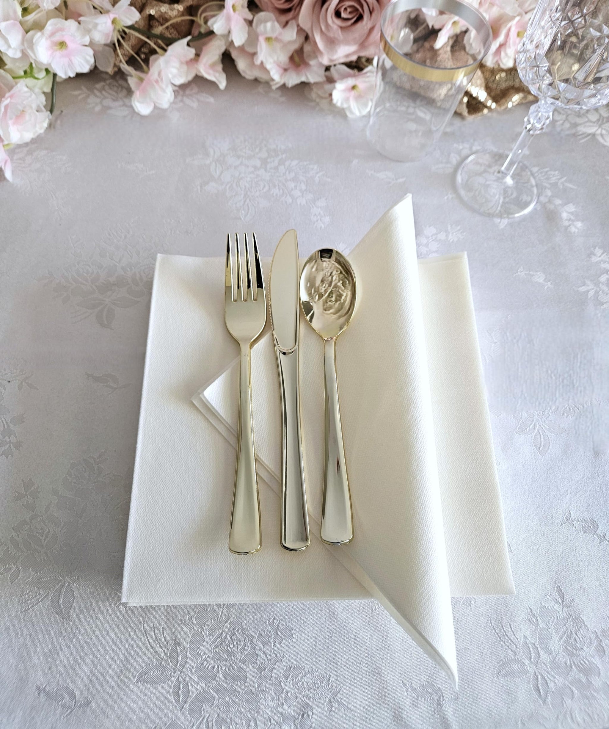 " OCCASIONS " Wedding Party Linen Feel White 13'' x 13'' Dinner Paper Napkins (120, Luncheon, Square Fold)