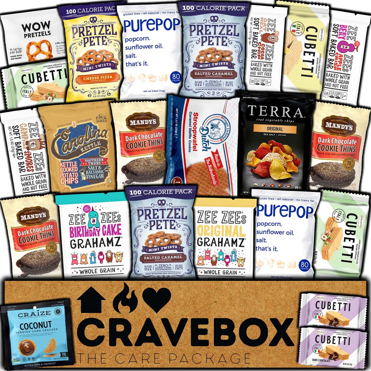CRAVEBOX Gourmet Value Snack Box (Variety Pack) Care Package Specialty Private Label Healthy Variety Graduation