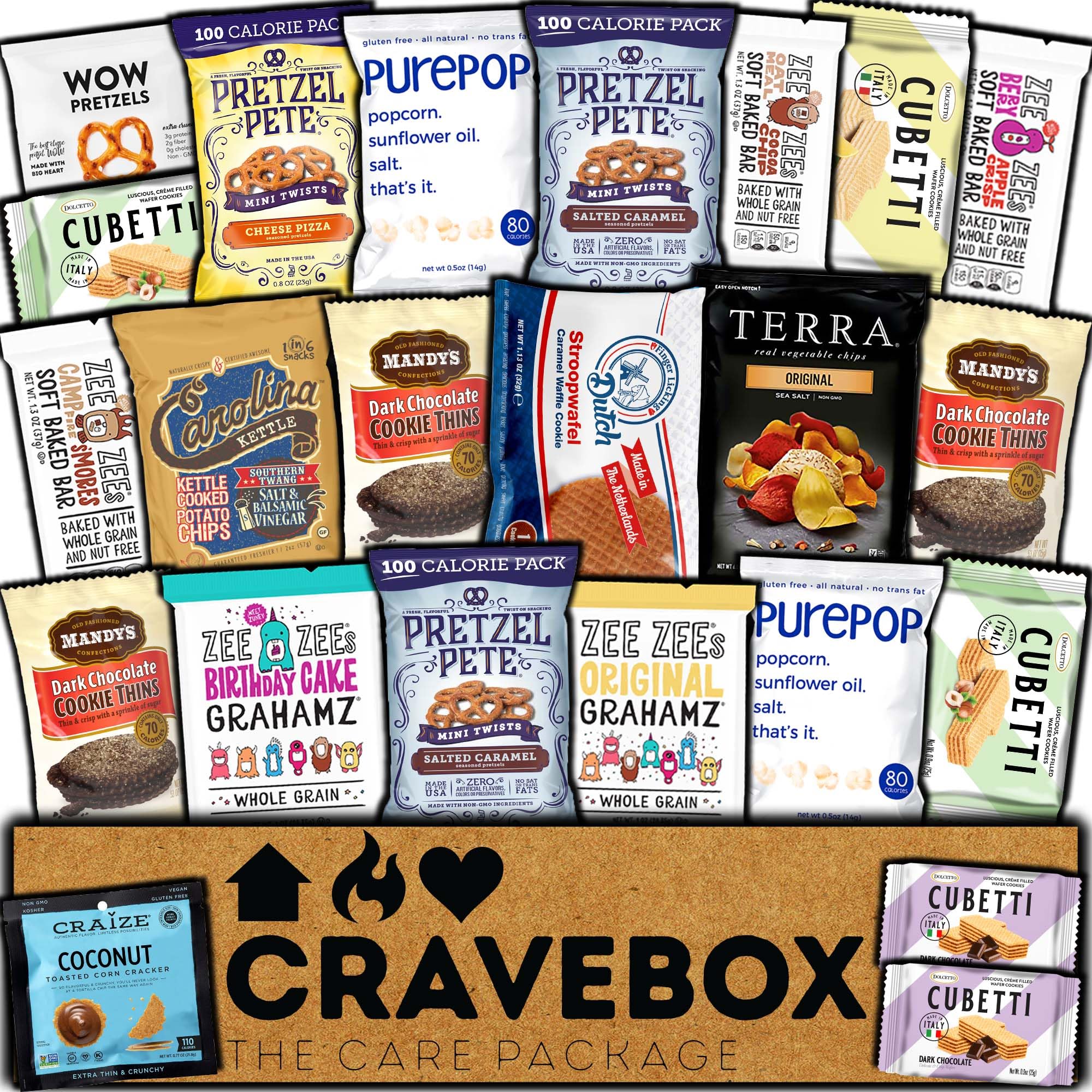 CRAVEBOX Gourmet Value Snack Box (Variety Pack) Care Package Specialty Private Label Healthy Variety Graduation