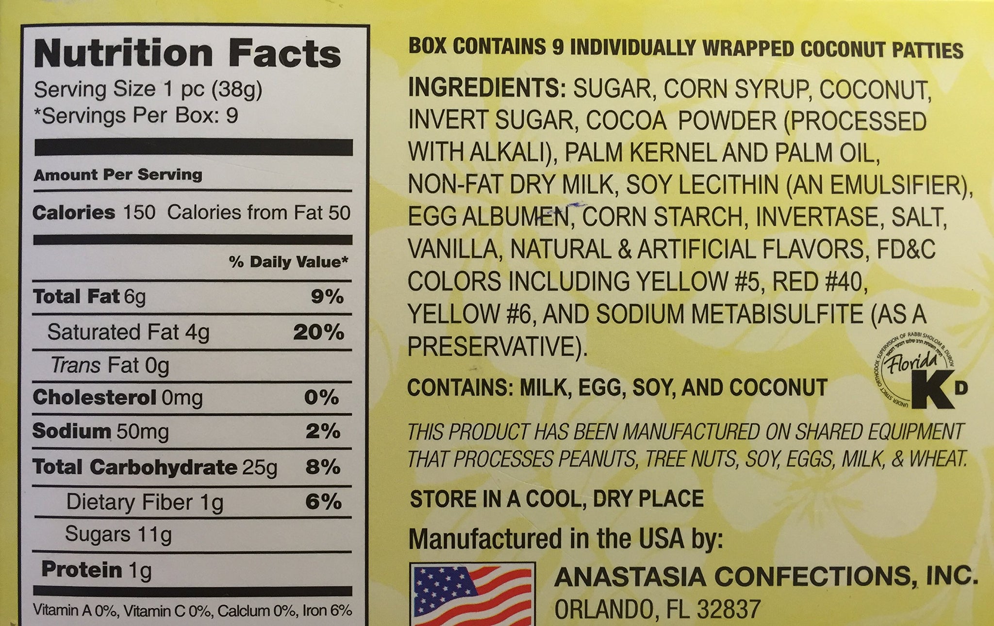 Florida's Finest Pina Colada Creamy Coconut Patties Dipped in Chocolate 12oz