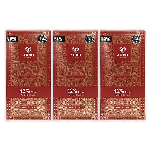 Auro 42% Milk Chocolate 3 Pack - Filipino Chocolate - Premium, Made At Origin, Direct Trade, Bean-to-Bar, Woman Owned, BIPOC Owned - Gluten-Free