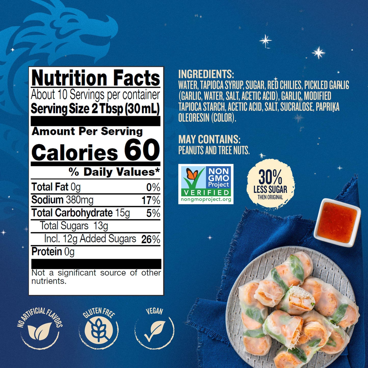 Blue Dragon Reduced Sugar Thai Sweet Chili Sauce - 10.5oz (Pack of 3) - 30% Less Sugar - No Artificial Flavors - Made with Red Chilies & Garlic