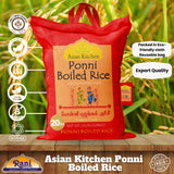 Asian Kitchen Ponni Boiled Rice 20-Pound Bag, 20lbs (9.08kg) Short Grain Par Boiled Rice ~ All Natural | Gluten Free | Vegan | Indian Origin | Export