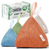 4 Pack Bamboo Charcoal Air Purifier Bags 200 Grams Each - Activated Charcoal Odor Absorber for Car, Pets & Closet - Natural Freshener for Home