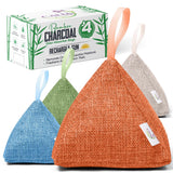4 Pack Bamboo Charcoal Air Purifier Bags 200 Grams Each - Activated Charcoal Odor Absorber for Car, Pets & Closet - Natural Freshener for Home