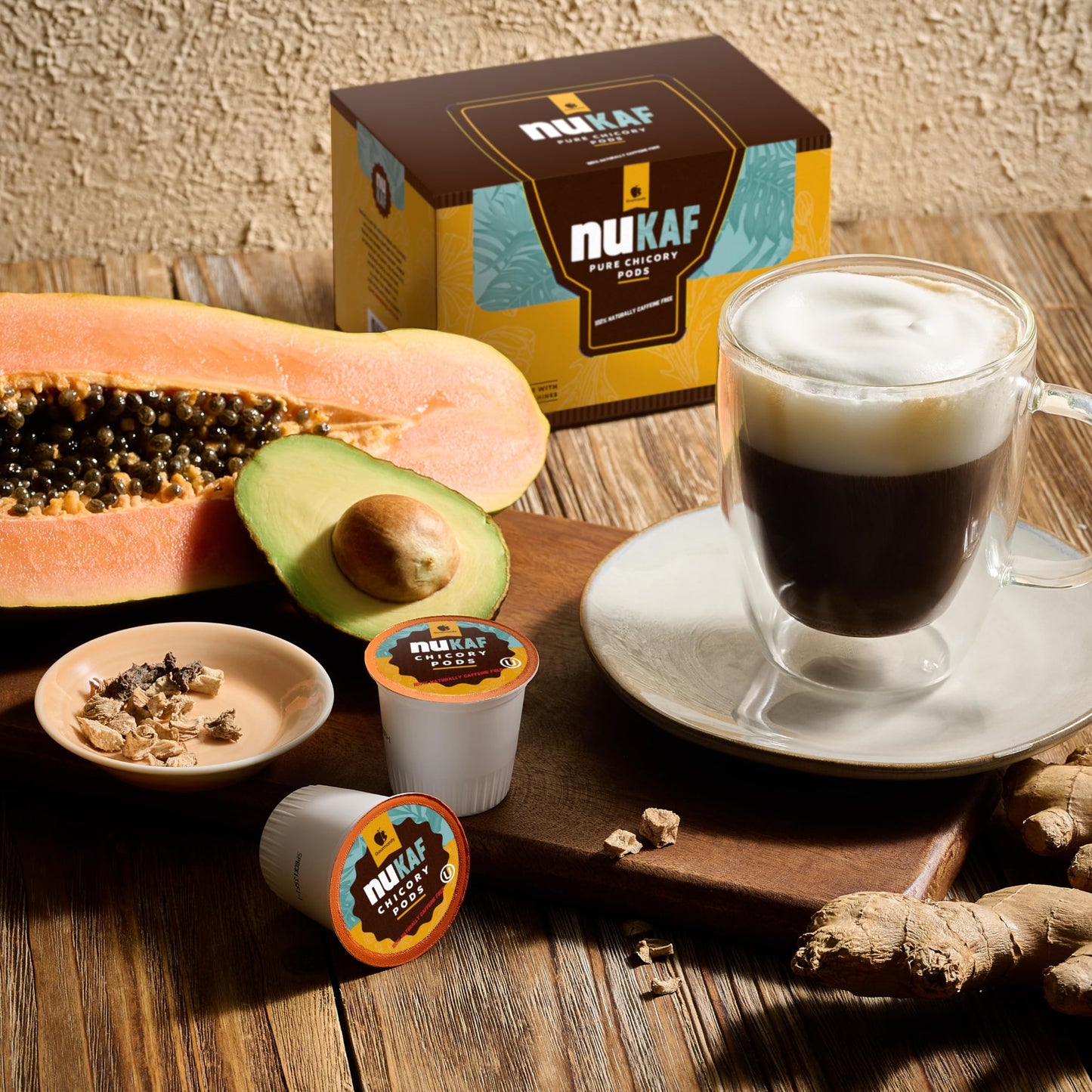 nuKAF Chicory Coffee K Cups, 100% Caffeine Free Coffee Alternative, All Natural K Pods for your Keurig, Great for Your Daily Drink, Rich in