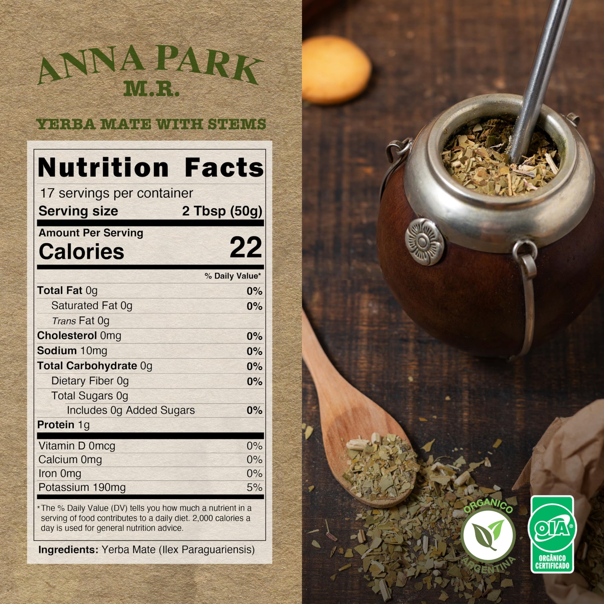 Anna Park Yerba Mate - Organic - 1.1 LB / 500 g / 17.6 oz