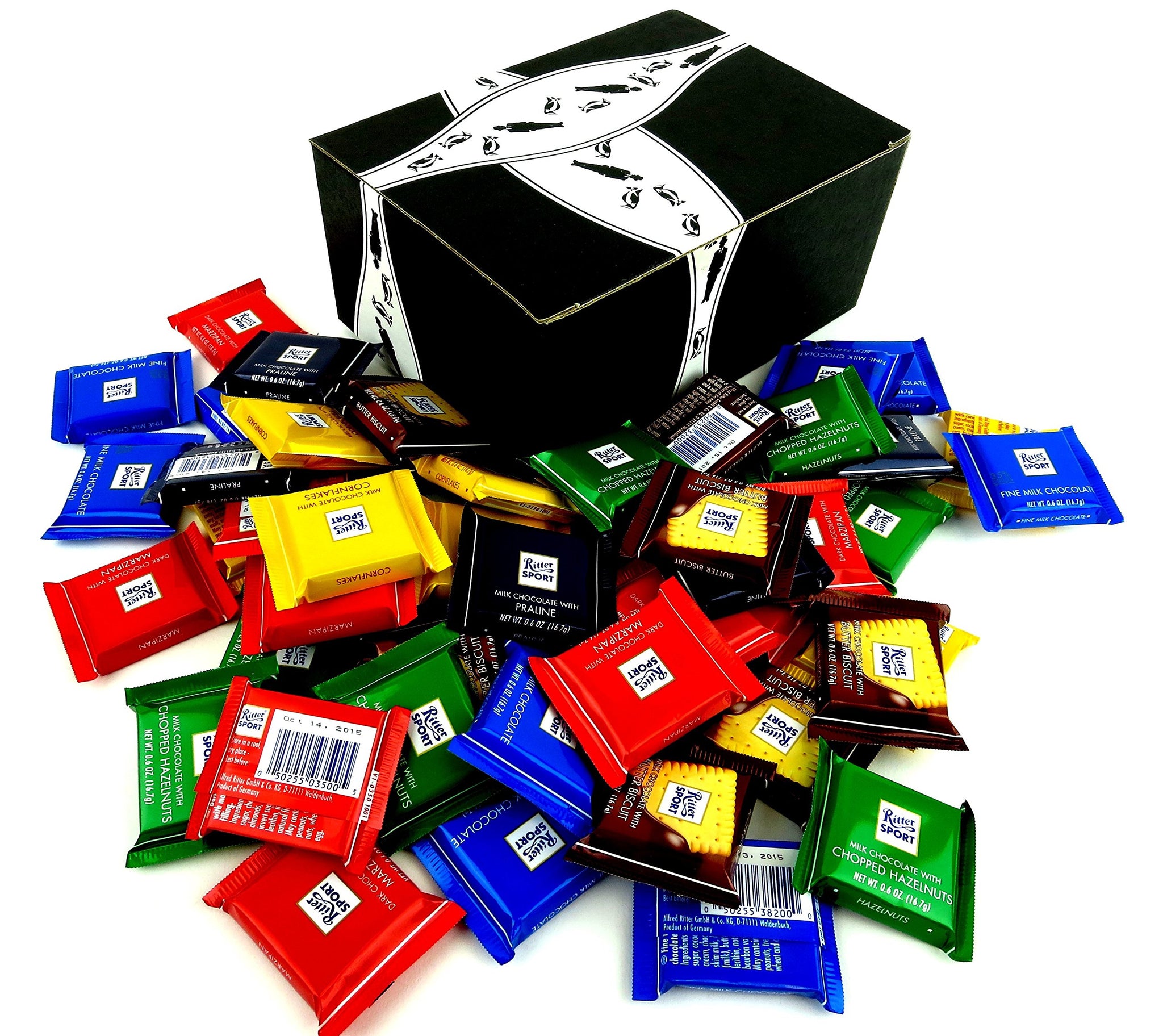 Ritter Sport Mini Chocolate Squares, 2 lbs in a BlackTie Box