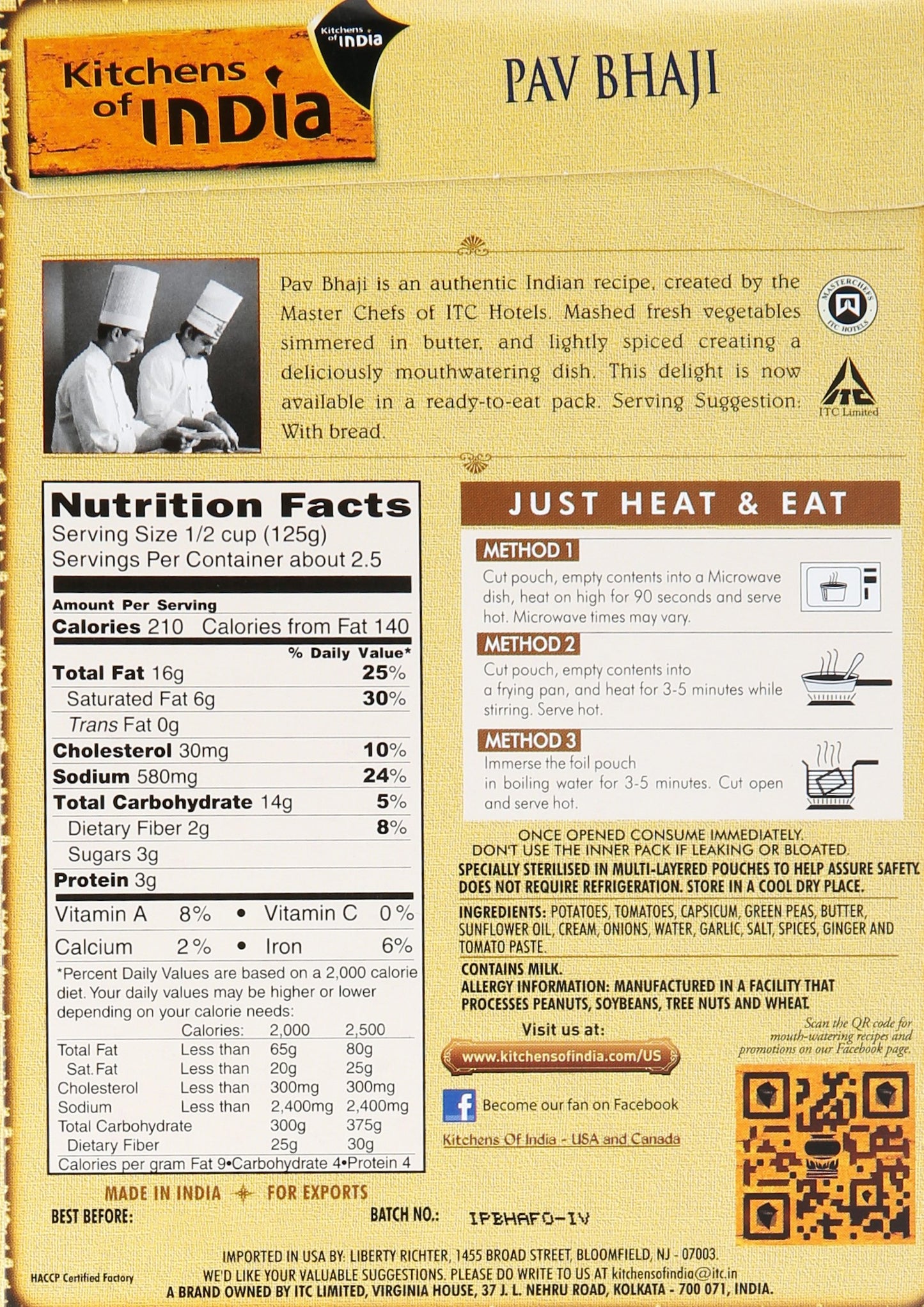 Kitchens Of India Entre Rte Pav Bahji Curry M