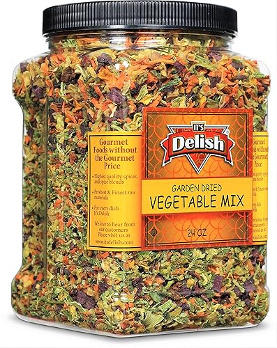 Garden Vegetable Soup Mix by It’s Delish, 24 OZ Jumbo Container | Natural Dehydrated Vegetables for Ramen Noodles, Soup Greens with Beets | Freeze