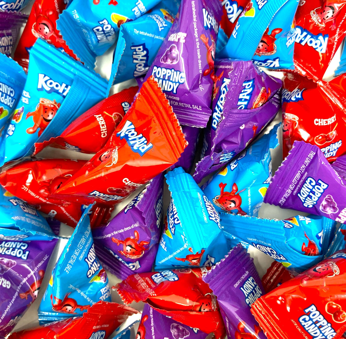 Popping Rocks Sweet Candy Mix 1 lb Bulk Bag | Approx. 125 Individually Wrapped Mini Packs | Cherry, Tropical Punch & Grape Flavors | Party Favors