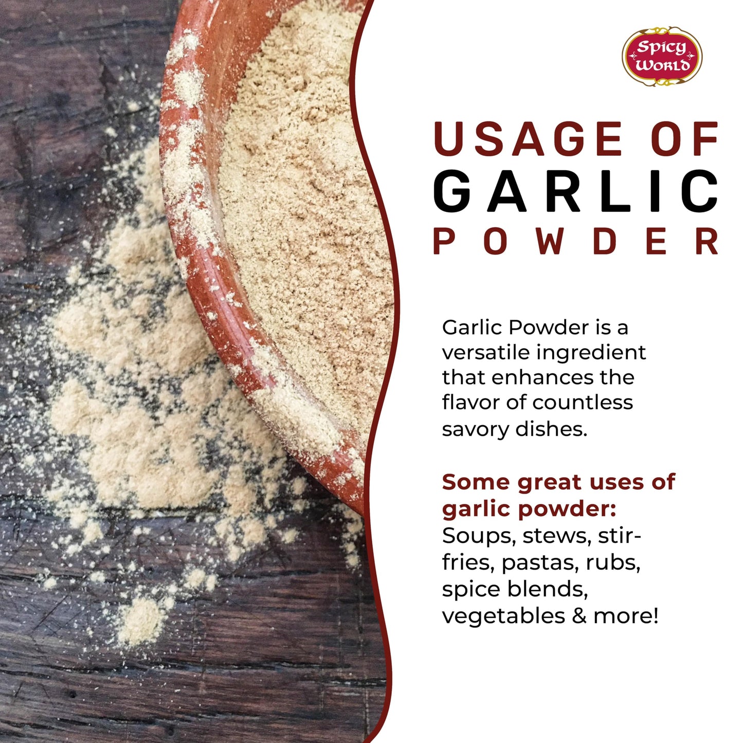 Spicy World Garlic Powder 5 LB Jar - Gluten Free, Bulk Ground Dehydrated Garlic, Non-GMO, Strong Flavor for Cooking, Seasoning, and Spice Blends