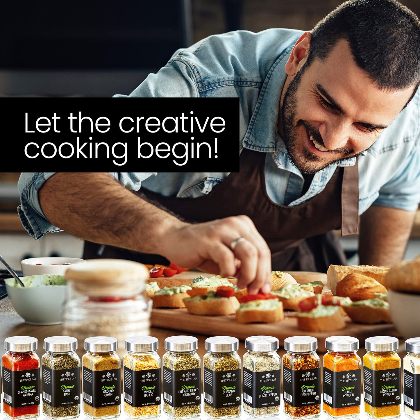 The Spice Lab Complete Organic Spices and Seasonings Set - 30 Jar Spice Kit Variety Pack - Complete Starter Spice Set Great BBQ, Grilling and Spice