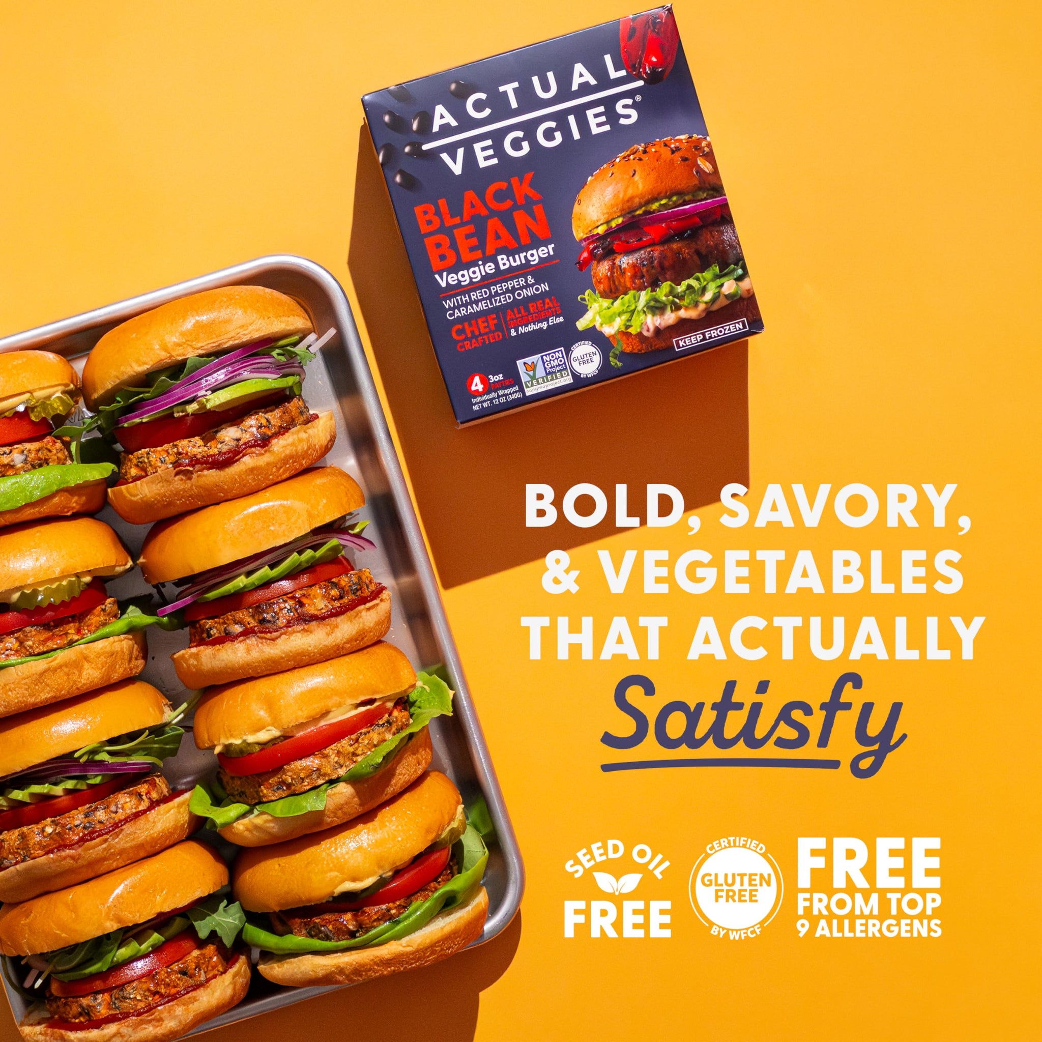 Actual Veggies Black Bean Burger Veggie Burger, 12 Oz