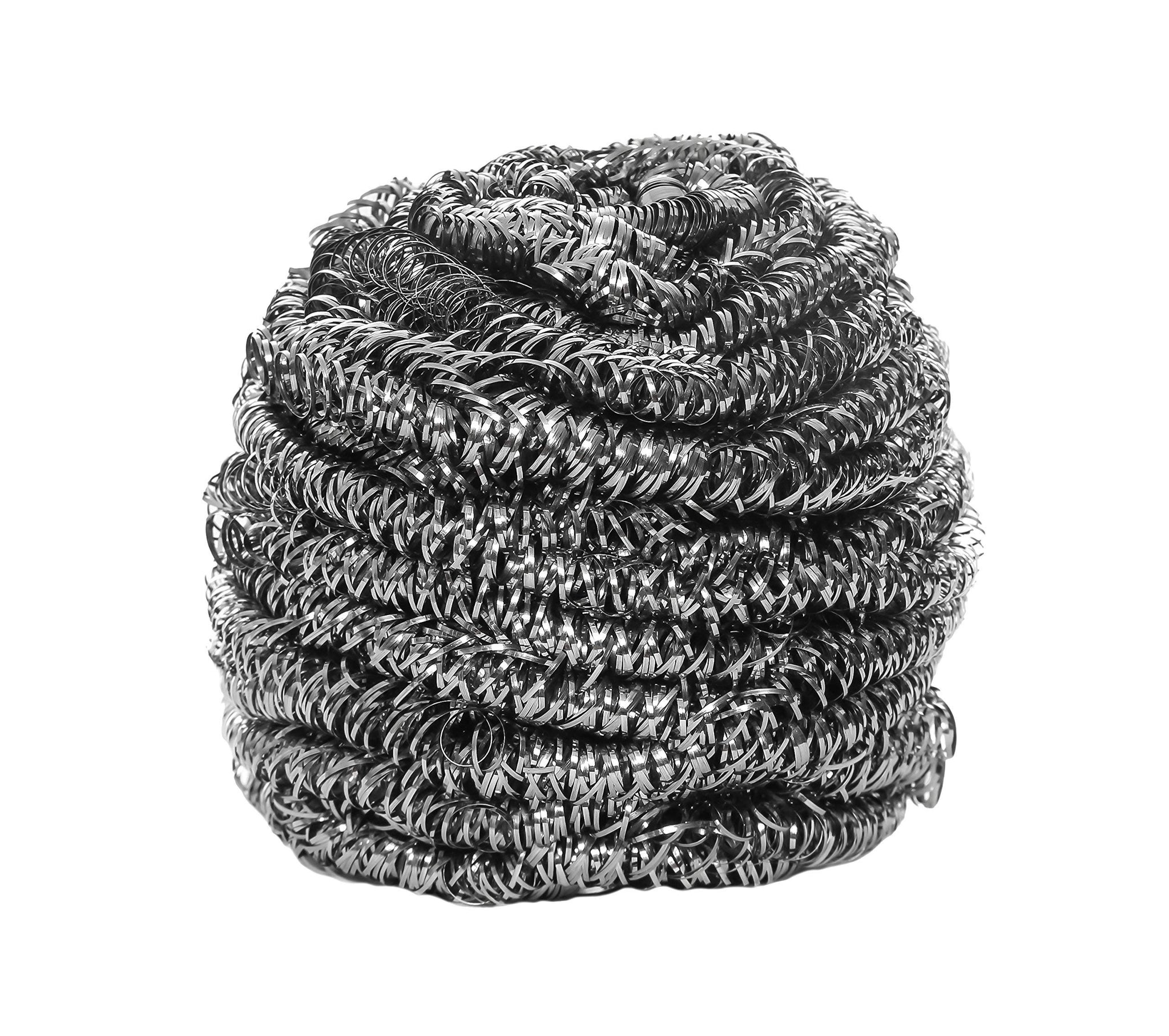 12 Count | KingSeal Stainless Steel Scrubbers, Scrub Pads, Heavy Duty, 50 gram Weight, Individually Wrapped - 1 Pack of 12