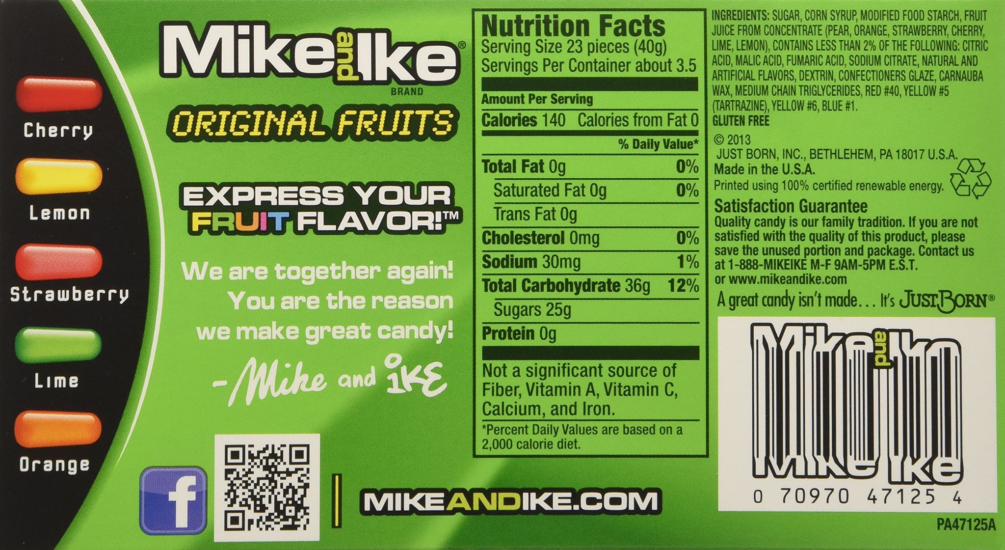 Mike and Ike Original Fruits: 12 Packs of 5.5 Oz