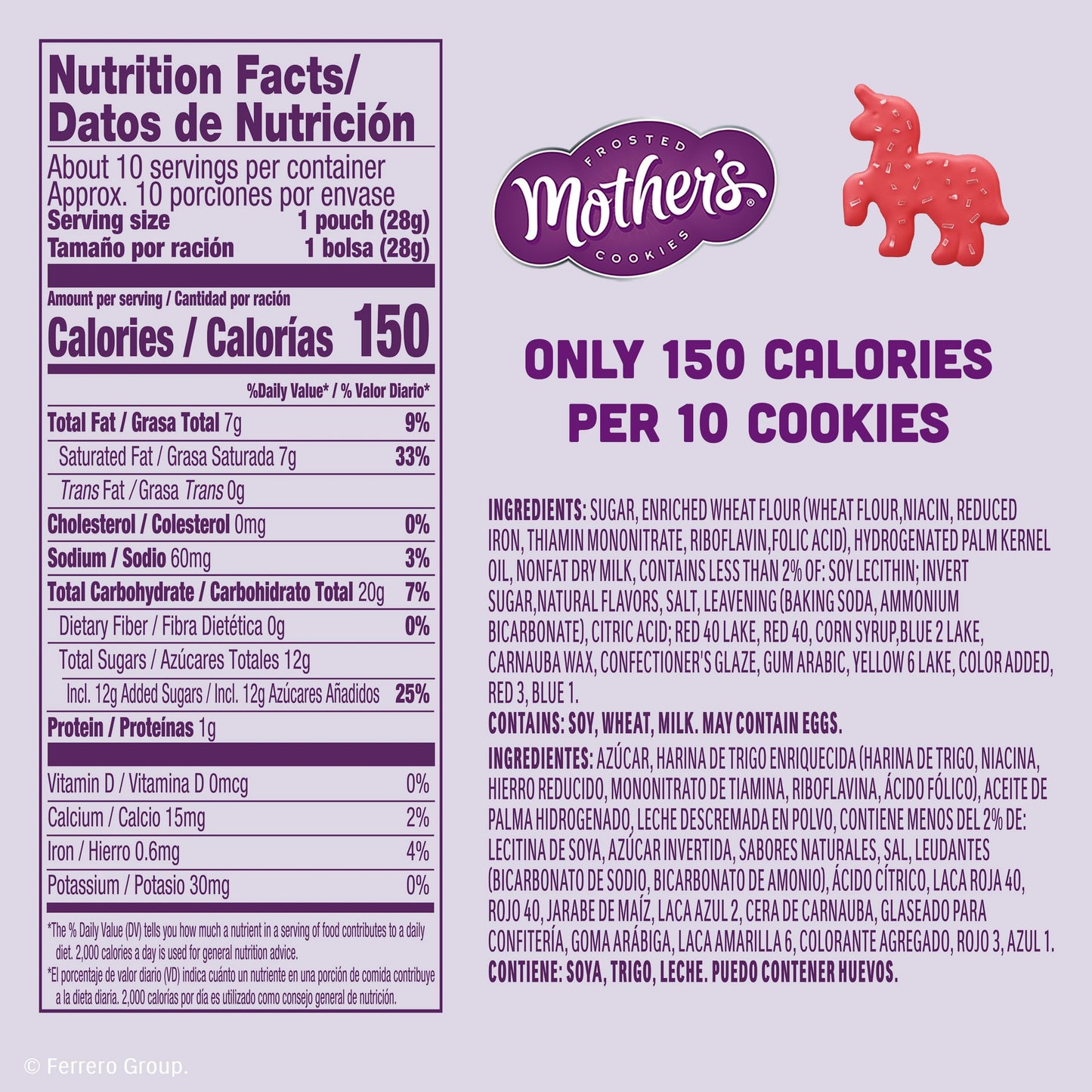 Mother's Sparkling Strawberry Mythical Creatures, Shortbread Cookies with Strawberry Frosting and Sprinkles, 10 Count, 1 oz Each