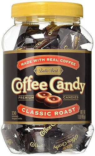 Bali's Best Coffee Candy, 1 Pound Jar, Individually Wrapped Hard Candy, Made with Real Sumatran Coffee, Halal