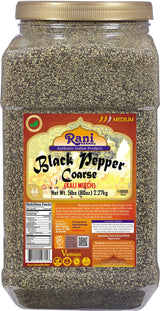 Rani Black Pepper Coarse Ground 28 Mesh (Table Grind) 80oz (5lbs) 2.27kg Bulk PET Jar ~ All Natural | Vegan | Gluten Friendly | NON-GMO | Kosher |