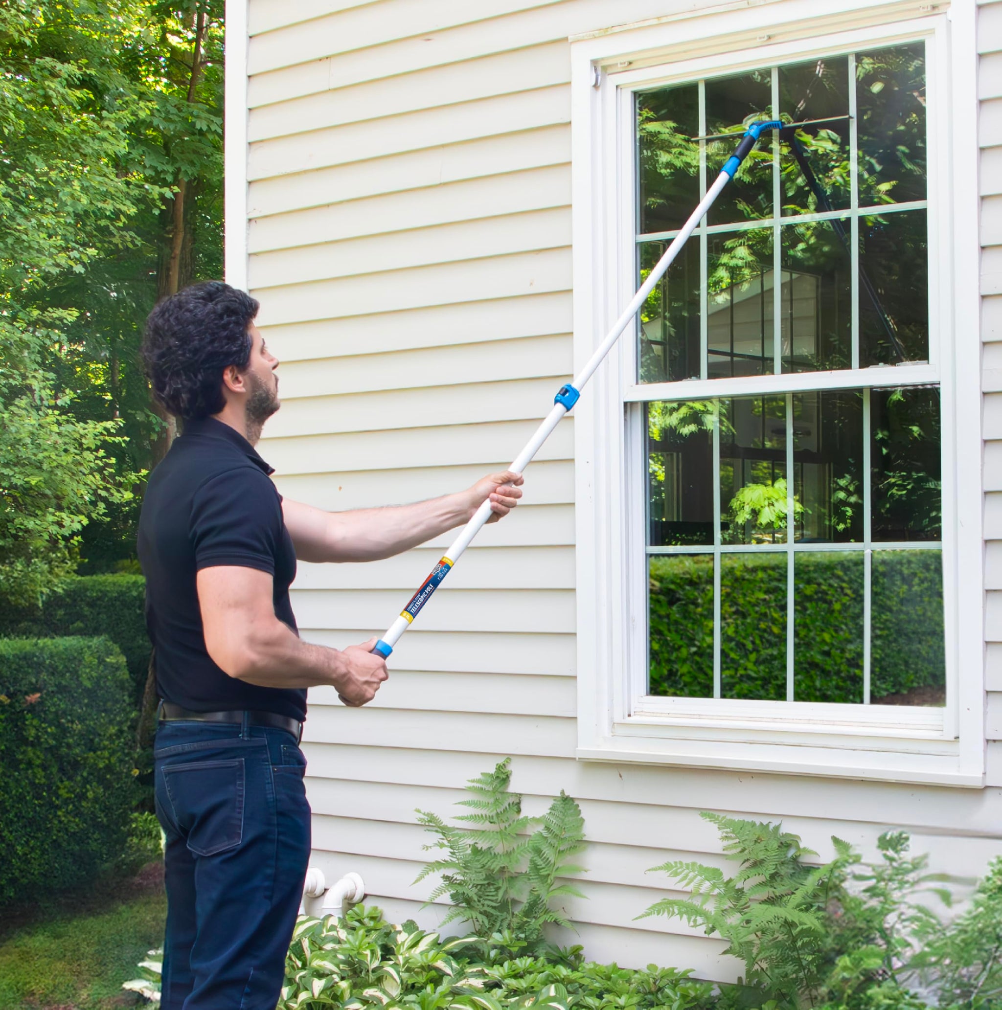 Unger Professional Connect and Clean 18” Grip Swivel Window, Glass Squeegee, and 8’ Pole, 180-Degree Pivoting Handle with Lock, Cleaning Supplies
