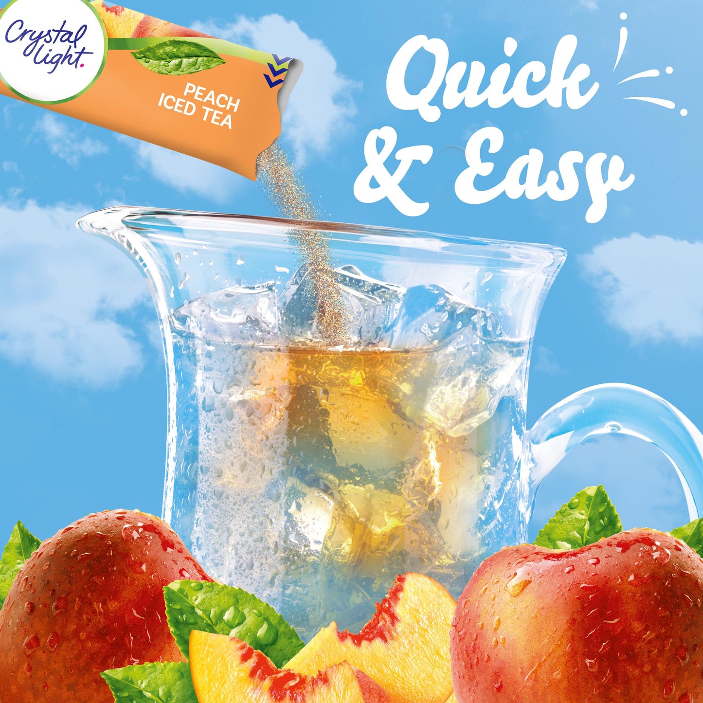 Crystal Light Drink Mix, 72 Pitcher Packets, for Flavorful Hydration and Shareable Refreshment, Artificially Flavored Peach Iced Tea, Made with Black