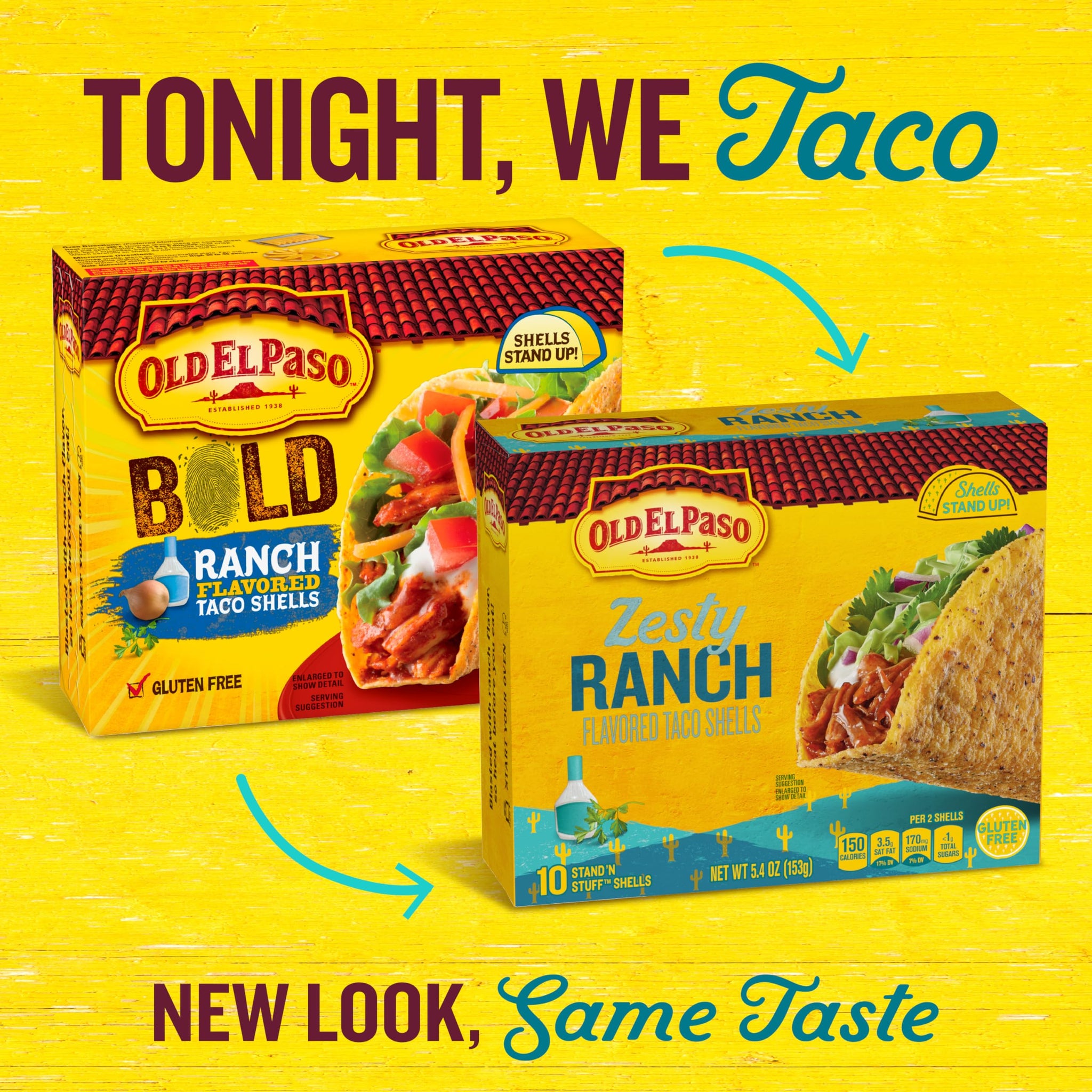 Old El Paso Stand 'N Stuff Taco Shells, Zesty Ranch, Gluten Free Crunchy Corn Taco Shells, 10 Ct, 5.4 oz