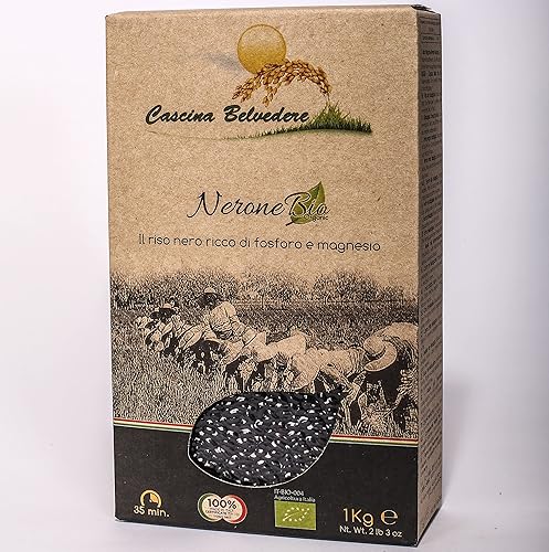 CASCINA BELVEDERE 2 Pack Nerone italian Organic black Rice, Higher in Protein and Fiber Than Brown Fast Cooking, Vegan Fiber, Non-Gmo Chemical Free Short Grain Gluten