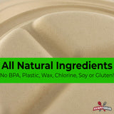 Restaurant-Grade, Biodegradable 9" 3-Compartment Plates. Bulk 25 Pk. Great for Lunch and Dinner Parties. Disposable, Compostable Wheatstraw Divided