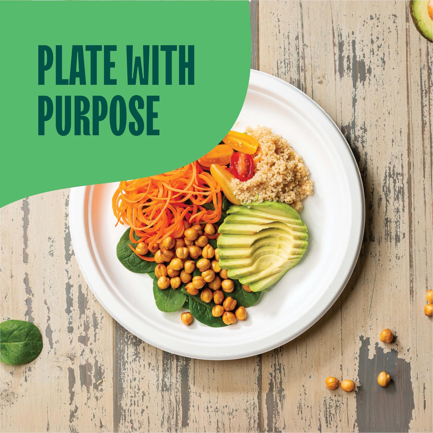 100% Compostable Disposable Paper Plates [125-Pack] - (PFAS-Free) - [10 Inch] Heavy Duty, Eco-Friendly, Biodegradable Bagasse Dinner Plates - Natural