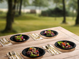 Munfix 200 Black Plastic Plates Set - 9 Inch Disposable Dinner Plates Bulk Pack for Party BBQ, Picnic, Parties, Travel and Events, Microwavable