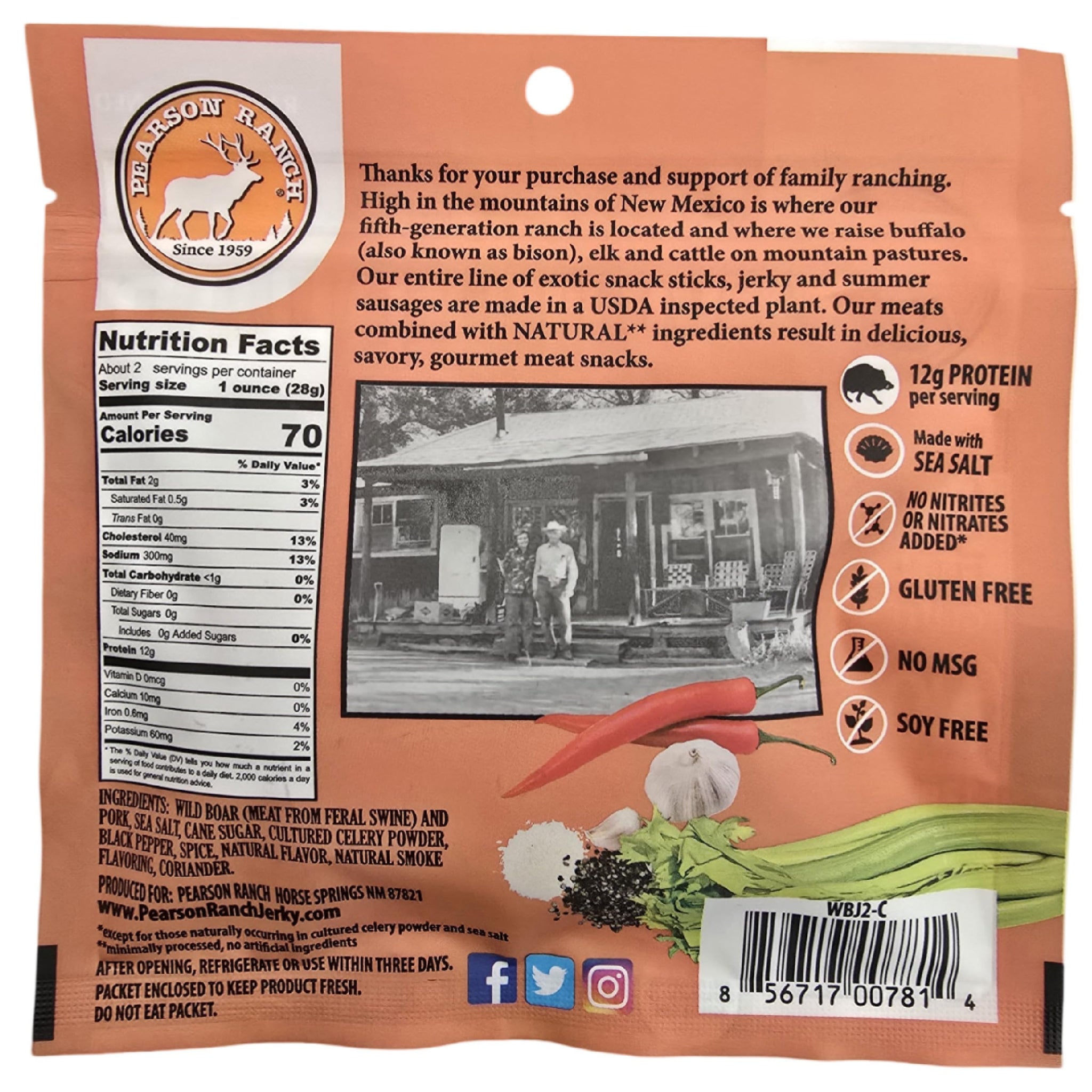 Pearson Ranch Wild Grass Fed Game Variety Pack of 4-2.1oz Bags - Venison, Elk, Buffalo, & Wild Boar - Gluten-Free, MSG-Free, Paleo and Keto Friendly