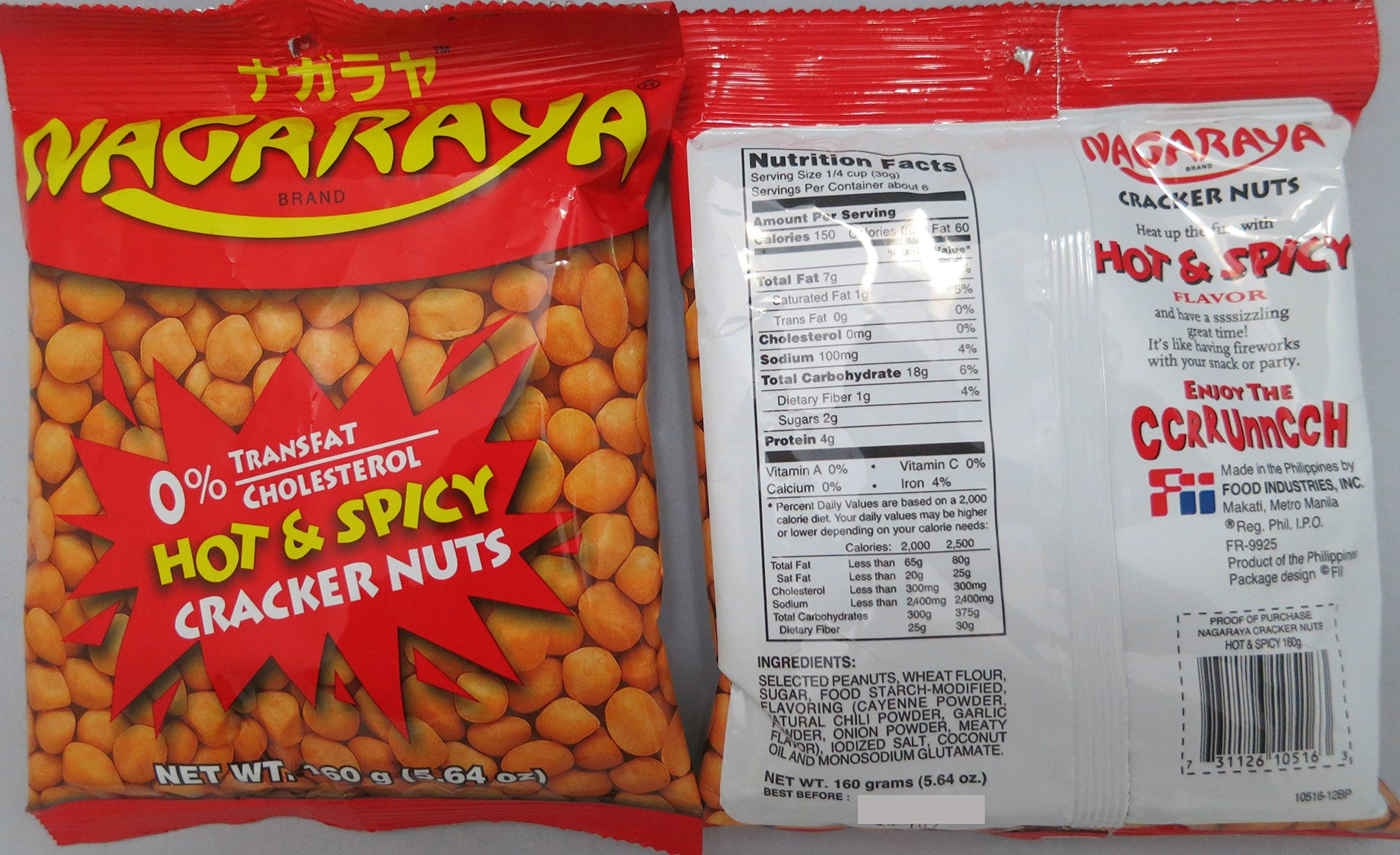 Nagaraya Cracker Nuts Variety Bundle - 2 packs of Adobo, 2 packs of Garlic, 2 packs of Hot and Spicy - Total of 6 Packs