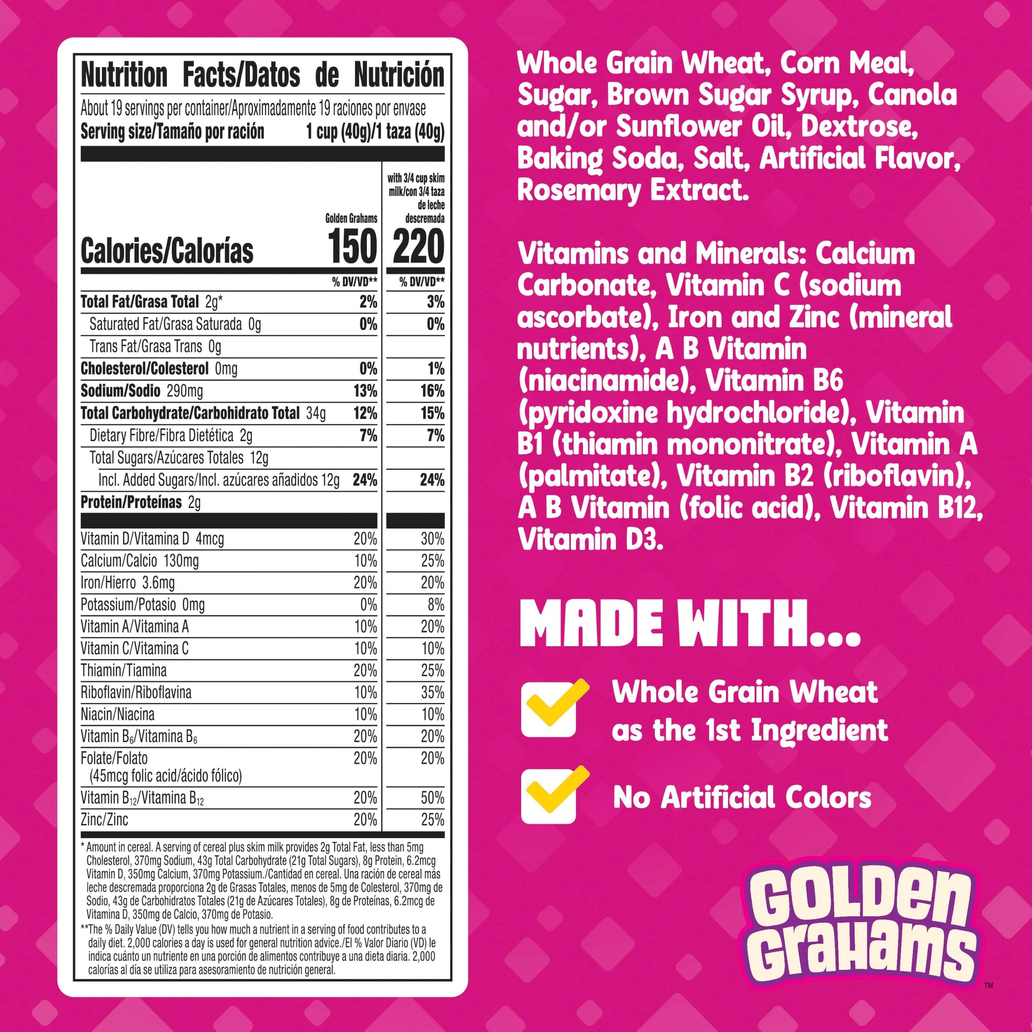 Golden Grahams Breakfast Cereal, Graham Cracker Taste, Made with Whole Grain, Giant Size, 27.6 oz